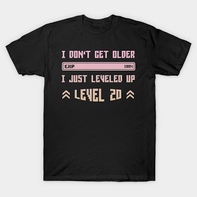 I Leveled Up 20th Birthday Funny Gamer Gaming Gift Idea T-Shirt by Eugen_Design